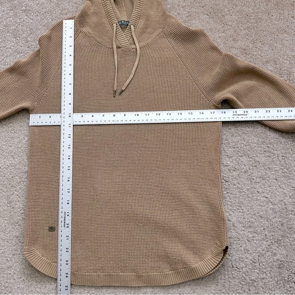 Lauren Ralph Lauren Tan Waffle Print Hooded Sweater - Picture 5 of 7